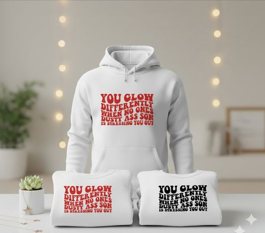 You Glow Differently" Empowerment Crewneck Sweatshirt | Red & Black Text Options